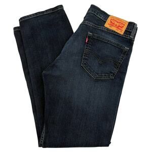 Levi’s 505 Straight Leg Jeans Dark Blue Wash W34 L32 Classic Fit Cotton Blend